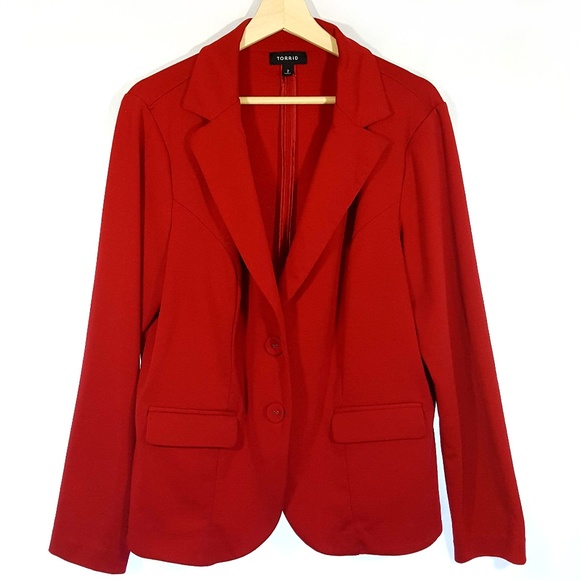 torrid Jackets & Blazers - Torrid Button Up Stretch Red Blazer Size 2
